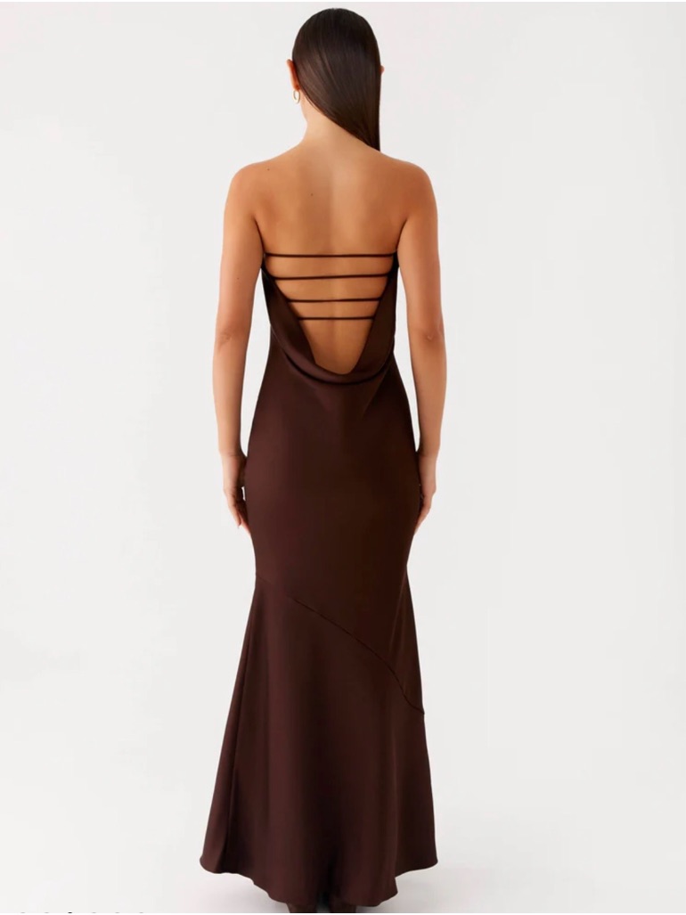 Peppermayo Brown Satin Maxi Dress
